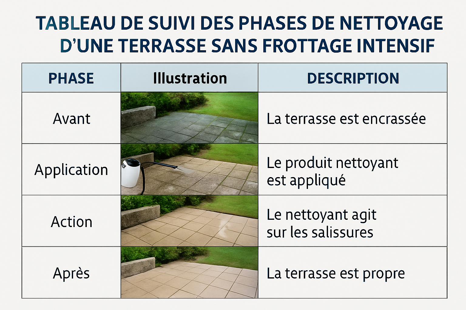 découvrez comment nettoyer votre terrasse rapidement et sans effort grâce au percarbonate de soude. suivez nos conseils pour un dosage optimal et une propreté éclatante en seulement 30 minutes, sans avoir à frotter !