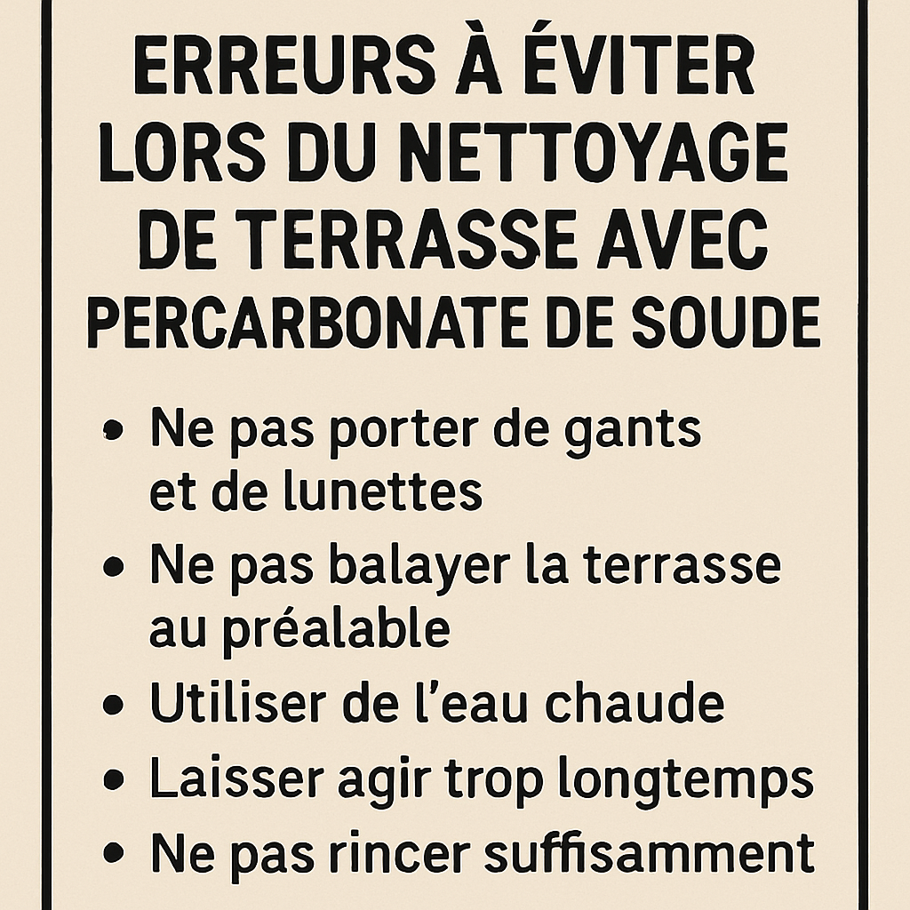 découvrez comment nettoyer votre terrasse en seulement 30 minutes sans effort grâce au percarbonate de soude. astuces de dosage et méthode sans frotter pour un résultat impeccable facilement et rapidement.